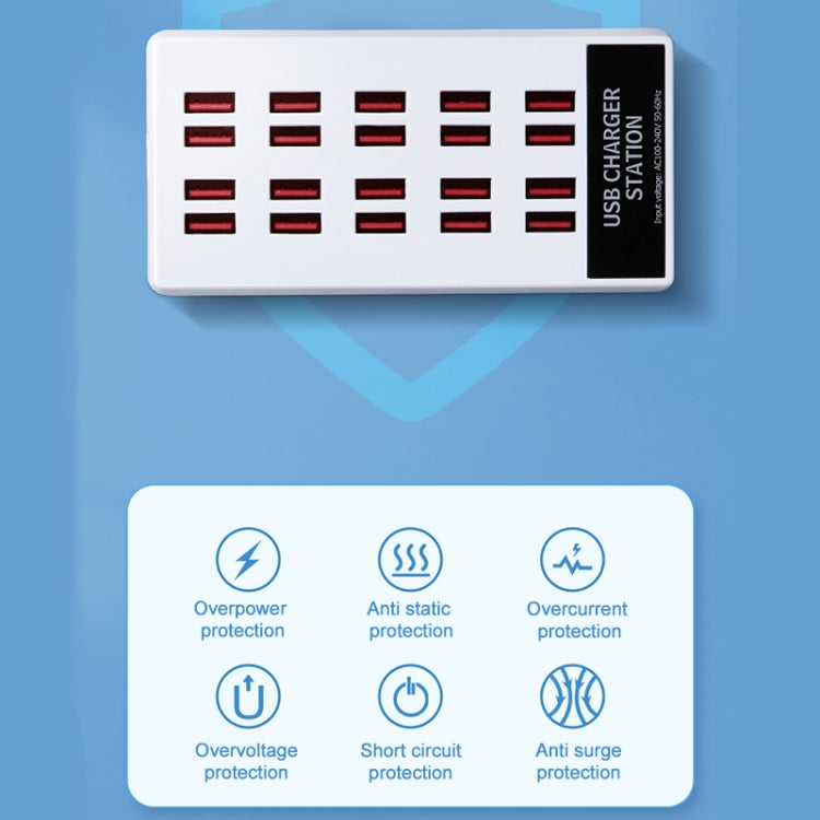 สถานีชาร์จ USB ตั้งโต๊ะ 20 พอร์ต HUB