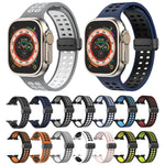 สายรัดนาฬิกาซิลิโคนพร้อมหัวเข็มขัดพับแม่เหล็กและรูสี่เหลี่ยม สำหรับ Apple Watch Series 8&7 ขนาด 45 มม. และ 41 มม.