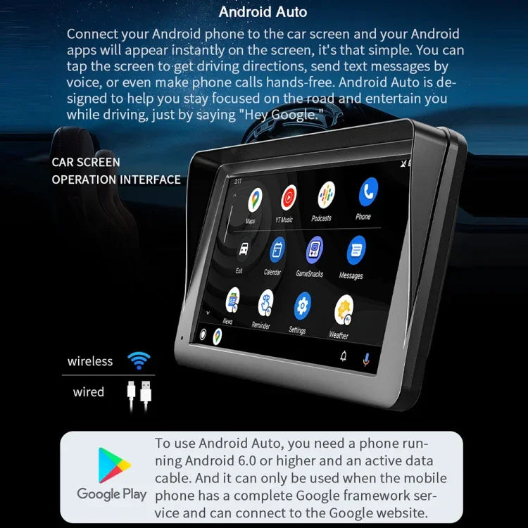 เครื่องเล่น MP5 บลูทูธรถยนต์ไร้สาย CarPlay ขนาด 7 นิ้ว B5300 รองรับการเชื่อมต่อโทรศัพท์มือถือ, B5300