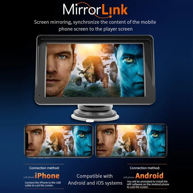 เครื่องเล่น MP5 บลูทูธรถยนต์ไร้สาย CarPlay ขนาด 7 นิ้ว B5300 รองรับการเชื่อมต่อโทรศัพท์มือถือ, B5300