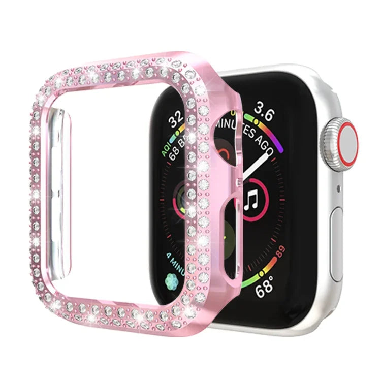 เคสป้องกัน PC ประดับเพชรสองแถว สำหรับ Apple Watch Series 6 / 5 / 4 / SE 2025 / 2023 / 2022 ขนาด 44 มม. สำหรับ Apple Watch Series 3 & 2 & 1 ขนาด 38 มม.