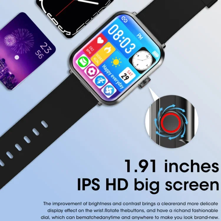 สร้อยข้อมืออัจฉริยะ S6 TWS ขนาด 1.91 นิ้ว รองรับบลูทูธสำหรับโทร / การตรวจสุขภาพ