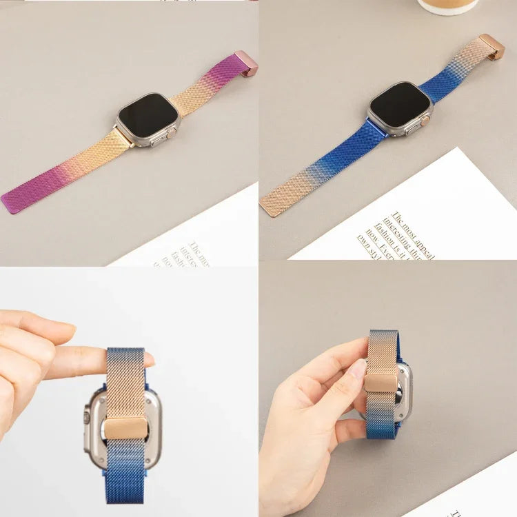 สายรัดนาฬิกาโลหะ Milan พร้อมหัวเข็มขัดพับ สำหรับ Apple Watch Series 8&7 ขนาด 45 มม. และ 41 มม.