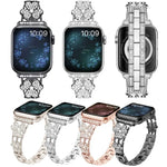 สายรัดนาฬิกาเพชรรูปใบโคลเวอร์สามแฉก สำหรับ Apple Watch Series 8&7 ขนาด 45 มม. และ 41 มม.