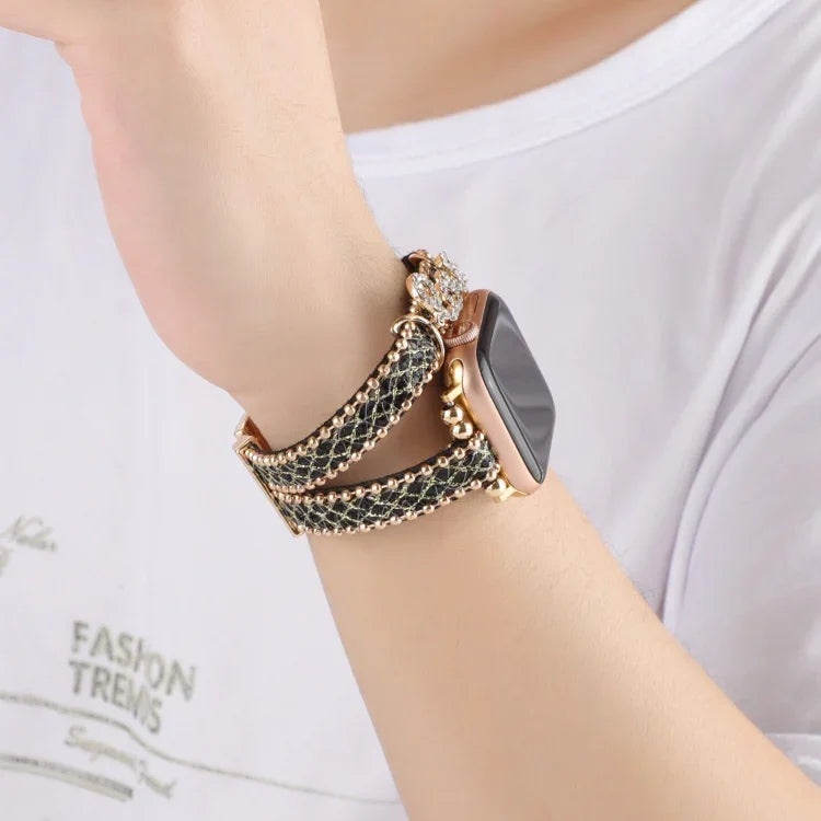 LOVE Leather Chain Watch Band, For Apple Watch Series 8&7 45mm, For Apple Watch Series 8&7 41mm