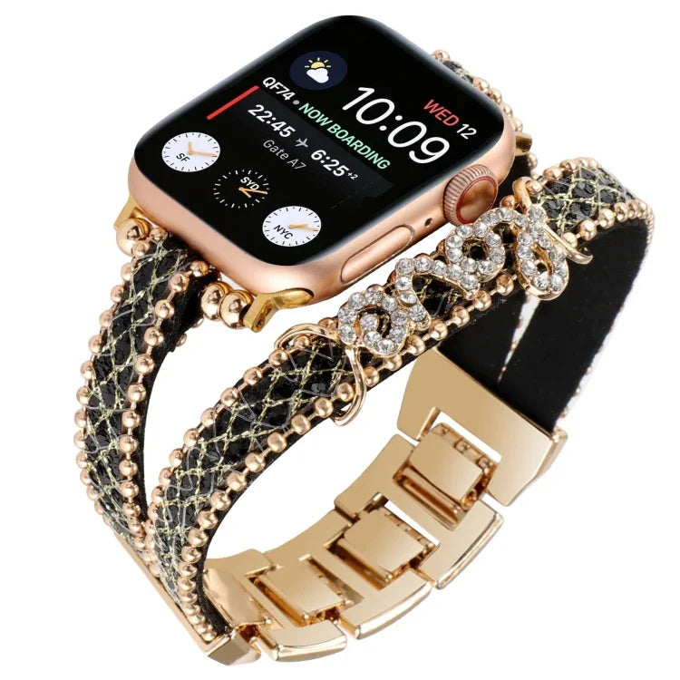 สายรัดนาฬิกาหนัง LOVE พร้อมโซ่ สำหรับ Apple Watch Series 8&7 ขนาด 45 มม. และ 41 มม.