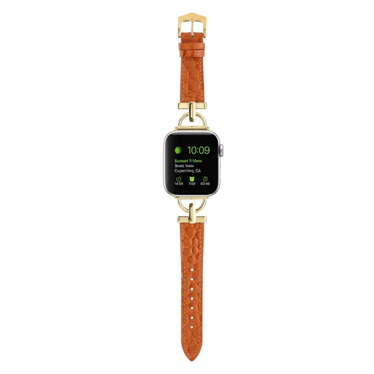 สายรัดนาฬิกาหนังแท้ลายจระเข้หัวเข็มขัด D-Buckle สำหรับ Apple Watch Series 8&7 45mm, สำหรับ Apple Watch Series 8&7 41mm