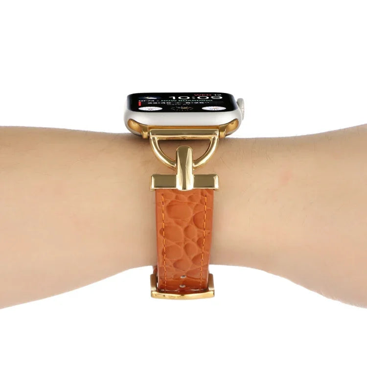 สายรัดนาฬิกาหนังแท้ลายจระเข้หัวเข็มขัด D-Buckle สำหรับ Apple Watch Series 8&7 45mm, สำหรับ Apple Watch Series 8&7 41mm