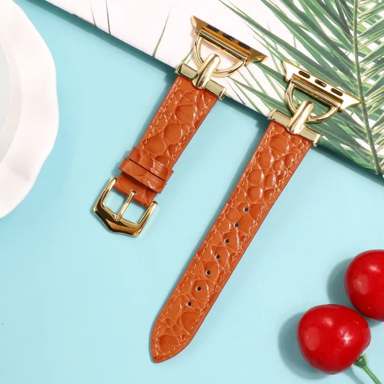 สายรัดนาฬิกาหนังแท้ลายจระเข้หัวเข็มขัด D-Buckle สำหรับ Apple Watch Series 8&7 45mm, สำหรับ Apple Watch Series 8&7 41mm