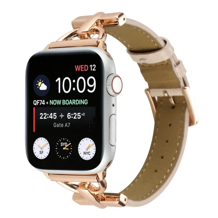 สายรัดนาฬิกาหนังแท้ลายจระเข้หัวเข็มขัด D-Buckle สำหรับ Apple Watch Series 8&7 45mm, สำหรับ Apple Watch Series 8&7 41mm
