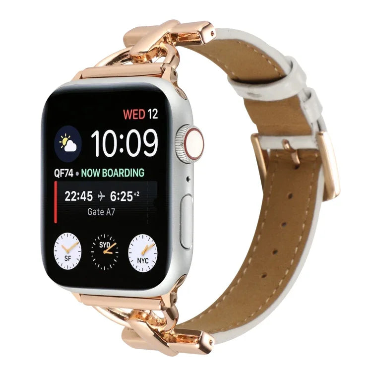สายรัดนาฬิกาหนังแท้ลายจระเข้หัวเข็มขัด D-Buckle สำหรับ Apple Watch Series 8&7 45mm, สำหรับ Apple Watch Series 8&7 41mm