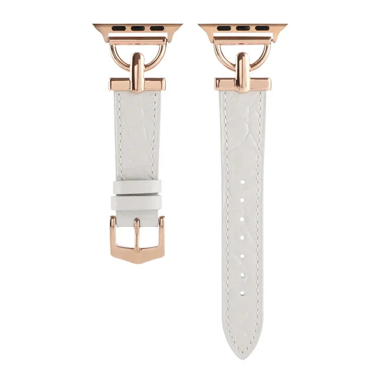 สายรัดนาฬิกาหนังแท้ลายจระเข้หัวเข็มขัด D-Buckle สำหรับ Apple Watch Series 8&7 45mm, สำหรับ Apple Watch Series 8&7 41mm
