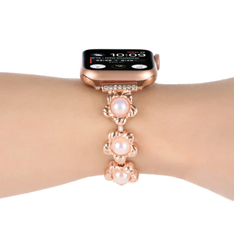 สายรัดนาฬิกาโลหะสร้อยข้อมือดอกไม้ สำหรับ Apple Watch Series 8&7 45mm, สำหรับ Apple Watch Series 8&7 41mm