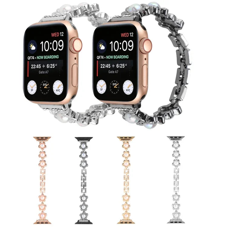 สายรัดนาฬิกาโลหะสร้อยข้อมือดอกไม้ สำหรับ Apple Watch Series 8&7 45mm, สำหรับ Apple Watch Series 8&7 41mm