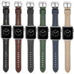 Silver Buckle Genuine Leather Watch Band, For Apple Watch Series 8&7 45mm, For Apple Watch Series 8&7 41mm