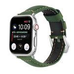 Silver Buckle Genuine Leather Watch Band, For Apple Watch Series 8&7 45mm, For Apple Watch Series 8&7 41mm