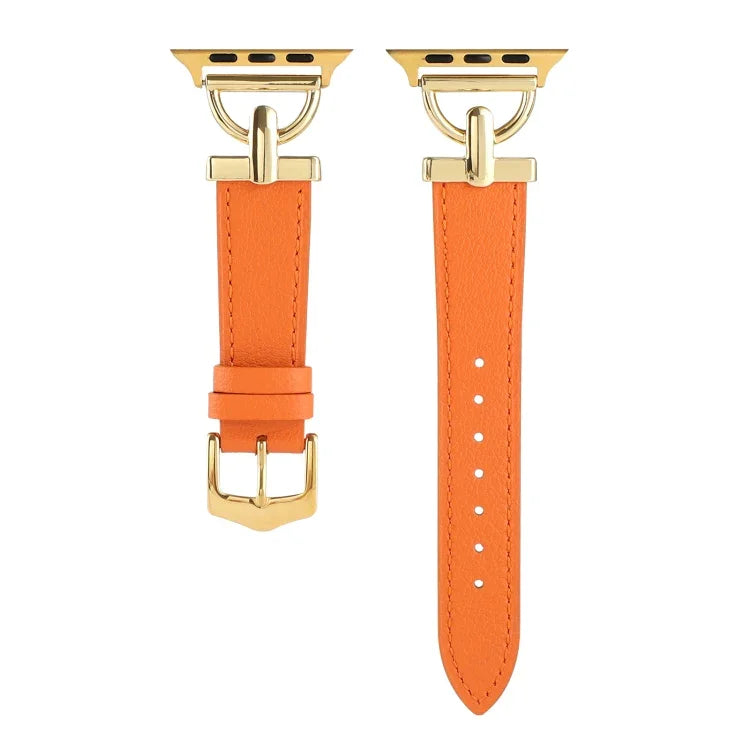 สายรัดนาฬิกาหนังแท้เรียบหัวเข็มขัด D-Buckle สำหรับ Apple Watch Series 8&7 45mm, สำหรับ Apple Watch Series 8&7 41mm