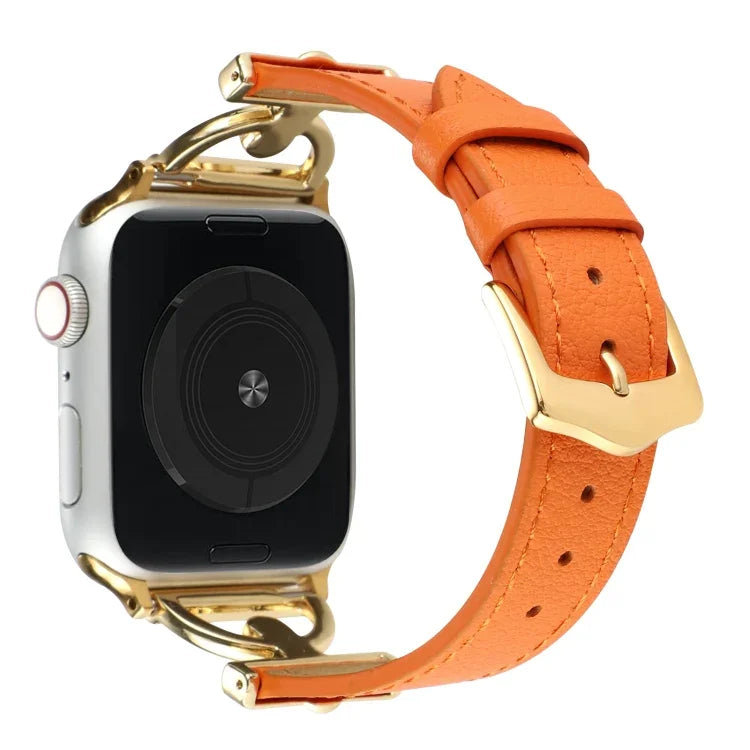 สายรัดนาฬิกาหนังแท้เรียบหัวเข็มขัด D-Buckle สำหรับ Apple Watch Series 8&7 45mm, สำหรับ Apple Watch Series 8&7 41mm