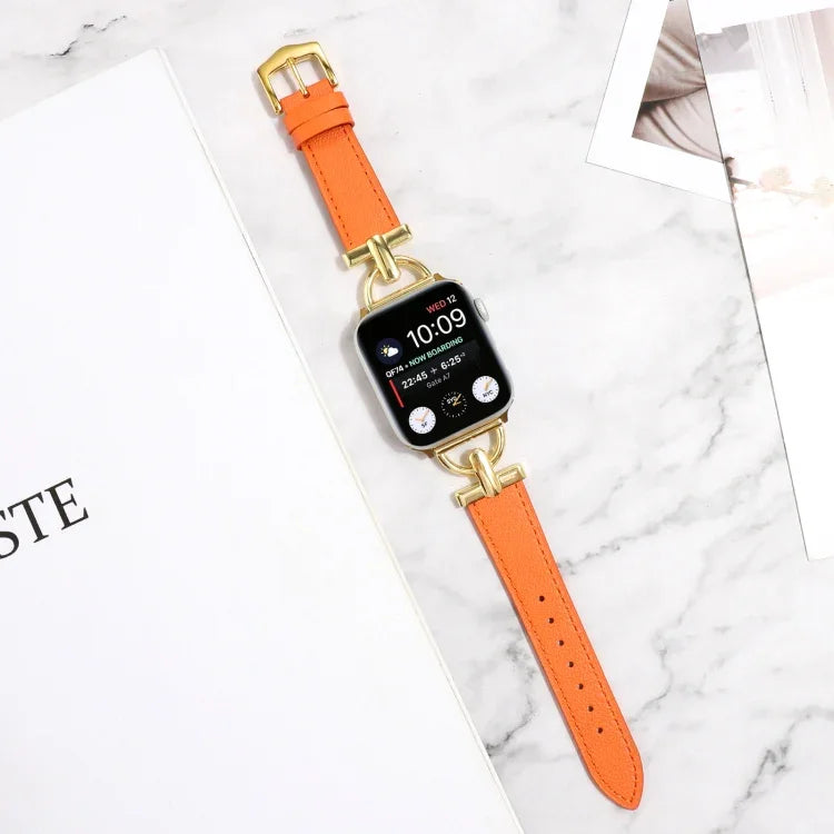 สายรัดนาฬิกาหนังแท้เรียบหัวเข็มขัด D-Buckle สำหรับ Apple Watch Series 8&7 45mm, สำหรับ Apple Watch Series 8&7 41mm