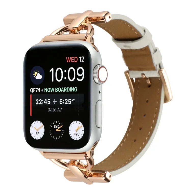 สายรัดนาฬิกาหนังแท้เรียบหัวเข็มขัด D-Buckle สำหรับ Apple Watch Series 8&7 45mm, สำหรับ Apple Watch Series 8&7 41mm