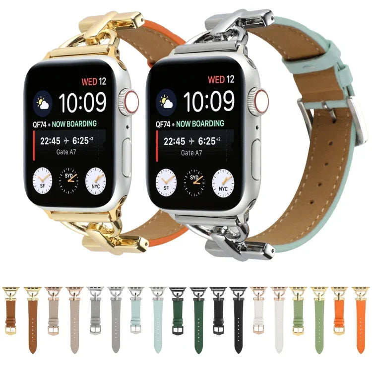 สายรัดนาฬิกาหนังแท้เรียบหัวเข็มขัด D-Buckle สำหรับ Apple Watch Series 8&7 45mm, สำหรับ Apple Watch Series 8&7 41mm