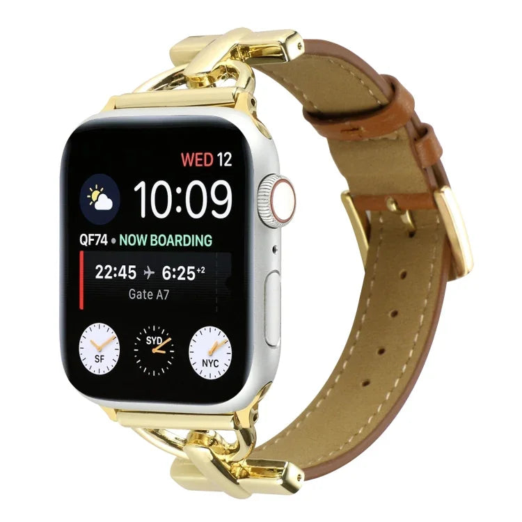 สายรัดนาฬิกาหนังแท้เรียบหัวเข็มขัด D-Buckle สำหรับ Apple Watch Series 8&7 45mm, สำหรับ Apple Watch Series 8&7 41mm