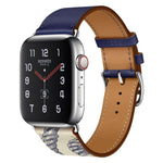 สายรัดนาฬิกาหนังลายสกรีนไหม สำหรับ Apple Watch Series 7 41mm / 6 & SE & 5 & 4 40mm / 3 & 2 & 1 38mm, Apple Watch Series 8&7 41mm / SE 2&6&SE&5&4 40mm / 3&2&1 38mm