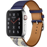 สายรัดนาฬิกาหนังลายสกรีนไหม สำหรับ Apple Watch Series 7 41mm / 6 & SE & 5 & 4 40mm / 3 & 2 & 1 38mm, Apple Watch Series 8&7 41mm / SE 2&6&SE&5&4 40mm / 3&2&1 38mm