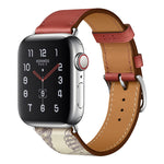 สายรัดนาฬิกาหนังลายสกรีนไหม สำหรับ Apple Watch Series 7 41mm / 6 & SE & 5 & 4 40mm / 3 & 2 & 1 38mm, Apple Watch Series 8&7 41mm / SE 2&6&SE&5&4 40mm / 3&2&1 38mm
