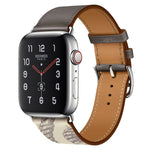 สายรัดนาฬิกาหนังลายสกรีนไหม สำหรับ Apple Watch Series 7 41mm / 6 & SE & 5 & 4 40mm / 3 & 2 & 1 38mm, Apple Watch Series 8&7 41mm / SE 2&6&SE&5&4 40mm / 3&2&1 38mm