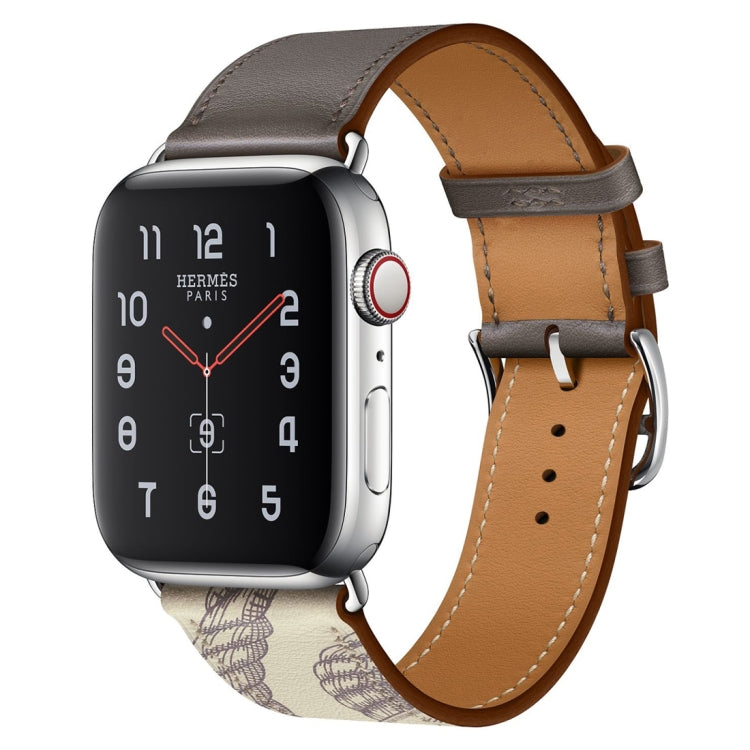 สายรัดนาฬิกาหนังลายสกรีนไหม สำหรับ Apple Watch Series 7 41mm / 6 & SE & 5 & 4 40mm / 3 & 2 & 1 38mm, Apple Watch Series 8&7 41mm / SE 2&6&SE&5&4 40mm / 3&2&1 38mm
