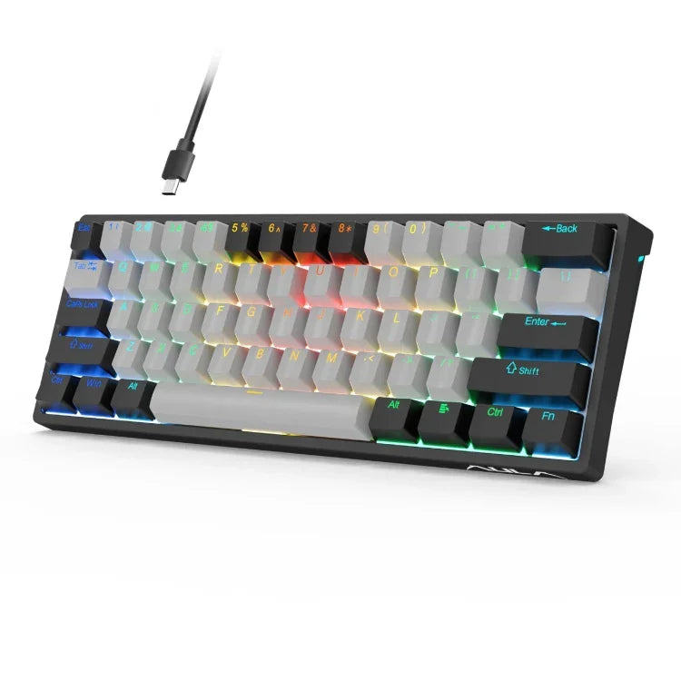 AULA F3261 คีย์บอร์ดกลไกแบบมีสาย 61 ปุ่ม Type-C ถอดเปลี่ยนสวิตช์ได้ มีไฟ RGB