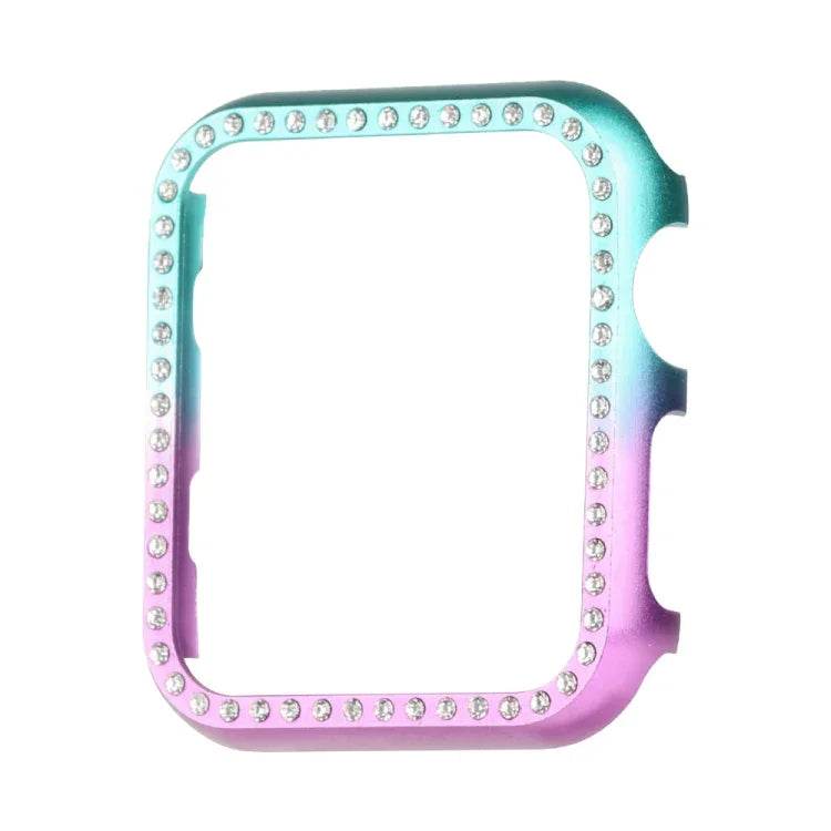 Aluminum Alloy Diamond Watch Protective Case, For Apple Watch Series 9 / 8 / 7 45mm, For Apple Watch Series SE 2025&SE 2&6&SE&5&4 44mm, For Apple Watch Series 3&2&1 42mm, For Apple Watch Series 9 / 8 / 7 41mm                                            ...