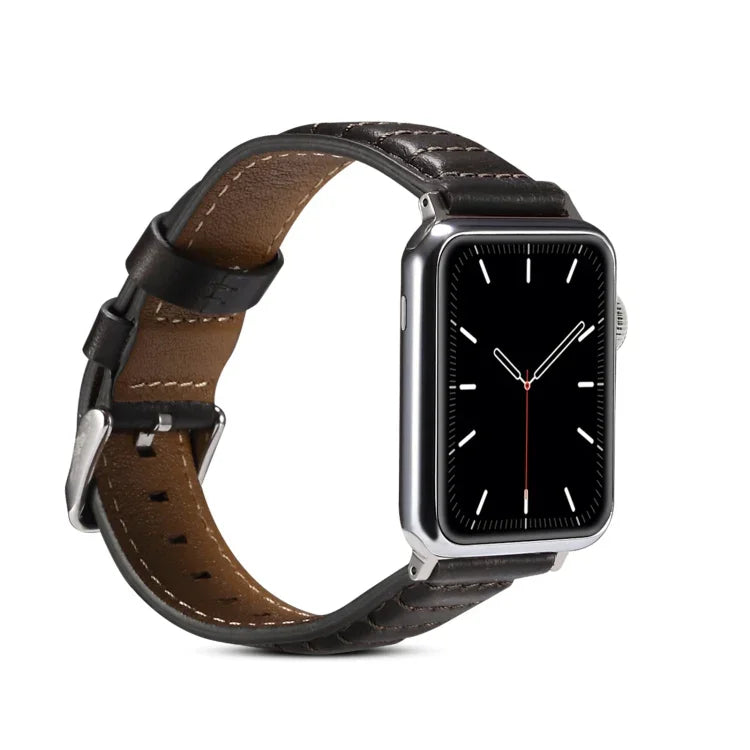 สายรัดนาฬิกาหนังแท้เคลือบแว็กซ์น้ำมัน สำหรับ Apple Watch Ultra 49 มม. / Series 8&7 45 มม. / SE 2&6&SE&5&4 44 มม. / 3&2&1 42 มม. สำหรับ Apple Watch Series 8&7 41 มม. / SE 2&6&SE&5&4 40 มม. / 3&2&1 38 มม.