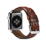 สายรัดนาฬิกาหนังแท้เคลือบแว็กซ์น้ำมัน สำหรับ Apple Watch Ultra 49 มม. / Series 8&7 45 มม. / SE 2&6&SE&5&4 44 มม. / 3&2&1 42 มม. สำหรับ Apple Watch Series 8&7 41 มม. / SE 2&6&SE&5&4 40 มม. / 3&2&1 38 มม.