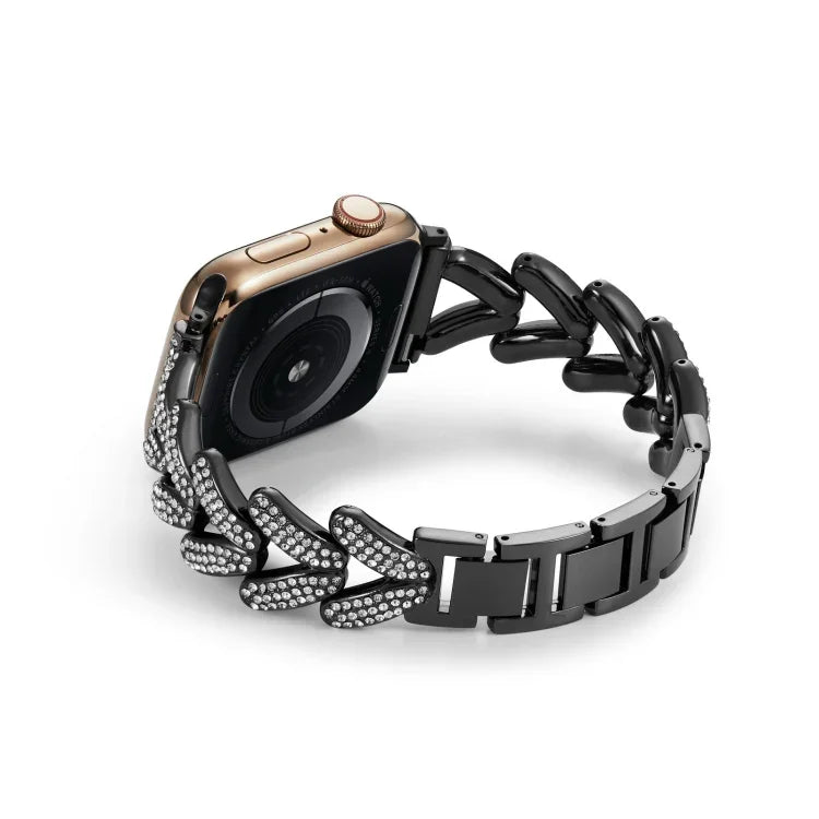 สายรัดนาฬิกาโลหะเพชรสามเหลี่ยม สำหรับ Apple Watch Ultra 49mm / Series 8&7 45mm / SE 2&6&SE&5&4 44mm / 3&2&1 42mm, สำหรับ Apple Watch Series 8&7 41mm / SE 2&6&SE&5&4 40mm / 3&2&1 38mm