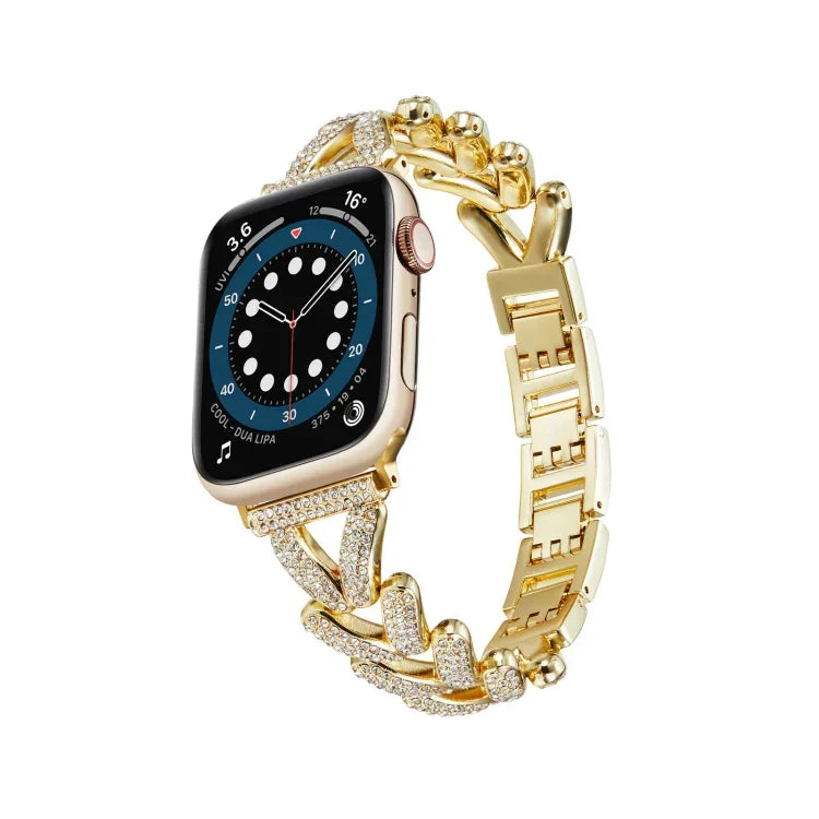 สายรัดนาฬิกาโลหะเพชรสามเหลี่ยม สำหรับ Apple Watch Ultra 49mm / Series 8&7 45mm / SE 2&6&SE&5&4 44mm / 3&2&1 42mm, สำหรับ Apple Watch Series 8&7 41mm / SE 2&6&SE&5&4 40mm / 3&2&1 38mm