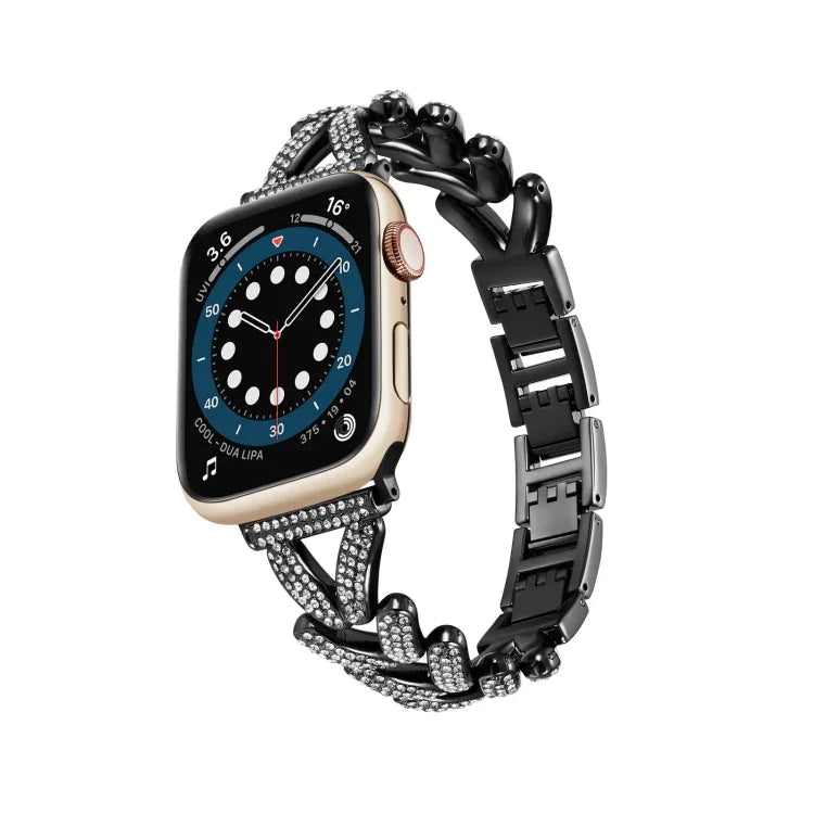 สายรัดนาฬิกาโลหะเพชรสามเหลี่ยม สำหรับ Apple Watch Ultra 49mm / Series 8&7 45mm / SE 2&6&SE&5&4 44mm / 3&2&1 42mm, สำหรับ Apple Watch Series 8&7 41mm / SE 2&6&SE&5&4 40mm / 3&2&1 38mm
