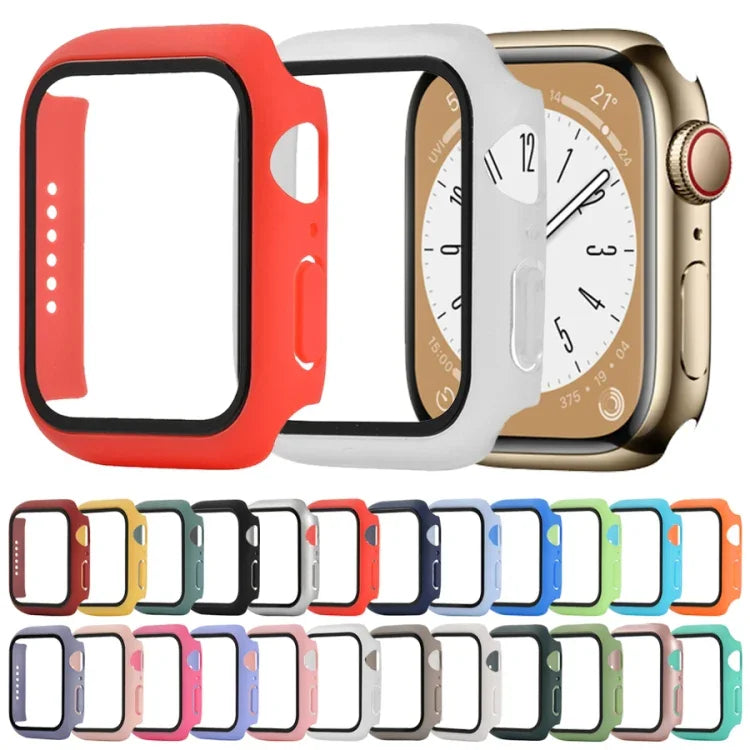 เคสกันกระแทก PC+กระจกนิรภัยสำหรับนาฬิกา สำหรับ Apple Watch Series 9 / 8 / 7 41mm, สำหรับ Apple Watch Series 9 / 8 / 7 45mm