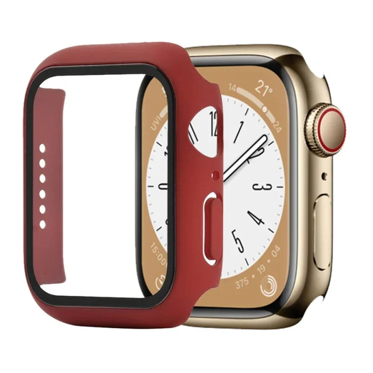 เคสกันกระแทก PC+กระจกนิรภัยสำหรับนาฬิกา สำหรับ Apple Watch Series 9 / 8 / 7 41mm, สำหรับ Apple Watch Series 9 / 8 / 7 45mm