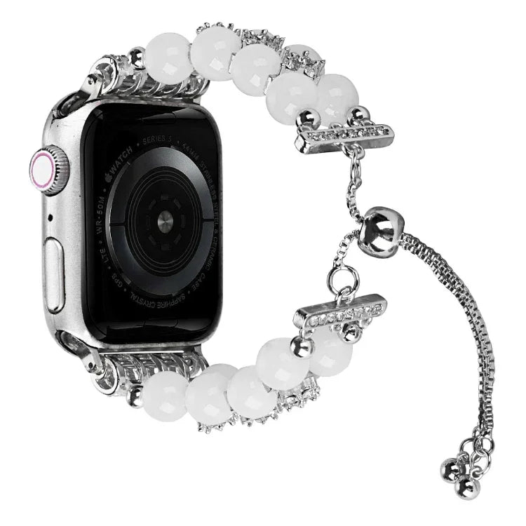สายรัดนาฬิกาโซ่ลูกปัดสองแถวแบบยืดได้ สำหรับ Apple Watch Ultra 49mm / Series 8&7 45mm / SE 2&6&SE&5&4 44mm / 3&2&1 42mm, สำหรับ Apple Watch Series 8&7 41mm / SE 2&6&SE&5&4 40mm / 3&2&1 38mm