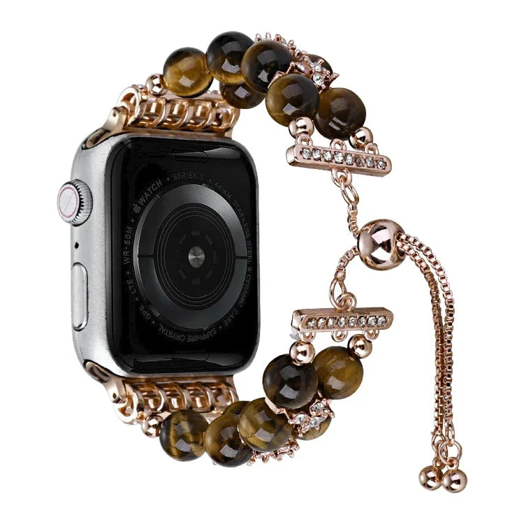 Double Row Beads Telescopic Chain Watch Band, For Apple Watch Ultra 49mm / Series 8&7 45mm / SE 2&6&SE&5&4 44mm / 3&2&1 42mm, For Apple Watch Series 8&7 41mm / SE 2&6&SE&5&4 40mm / 3&2&1 38mm