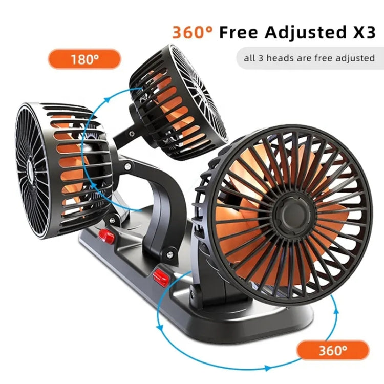 F4310 360-Degree Rotating Adjustable Car Three-Head Fan, F4310 24V Cigarette Lighter, F4310 USB Universal, F4310 12V Cigarette Lighter