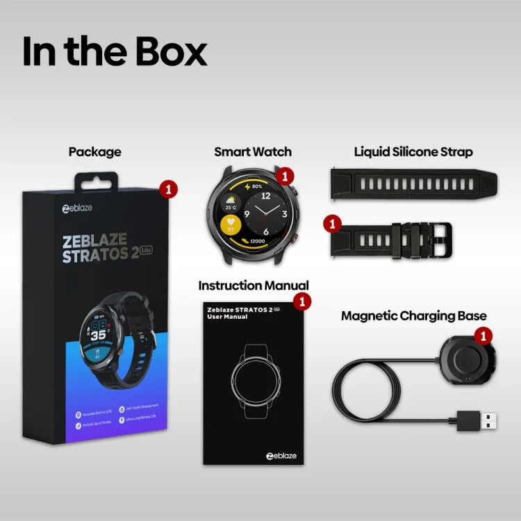 นาฬิกาอัจฉริยะกันน้ำ 5 ATM Zeblaze Stratos 2 Lite หน้าจอ IPS ขนาด 1.32 นิ้ว รองรับการตรวจวัดอัตราการเต้นของหัวใจ / โหมดกีฬา