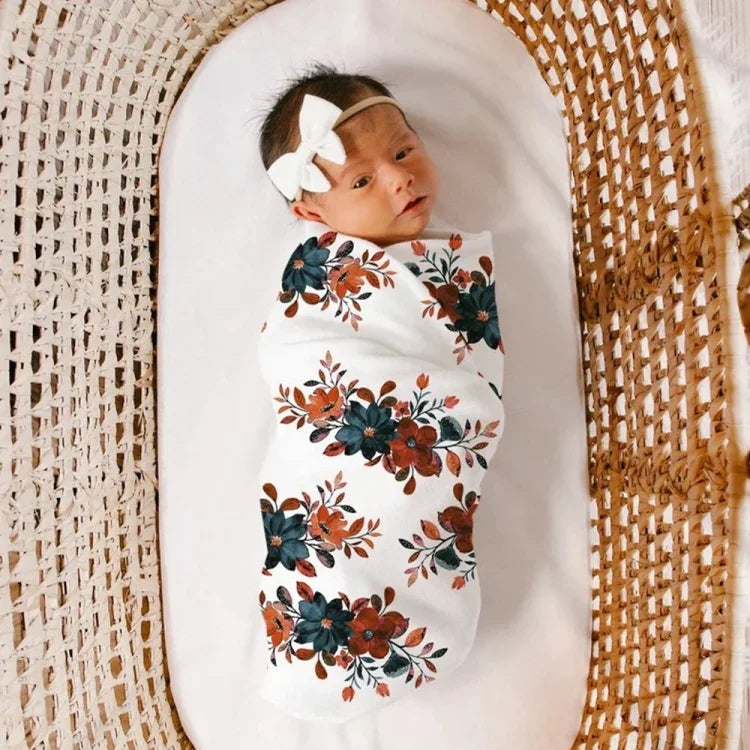 Newborn Baby Three-piece Swaddling Scarf  Cap Headband