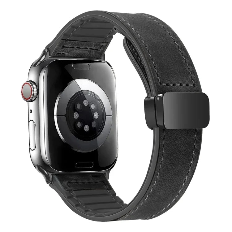 สายรัดนาฬิกาหนังซิลิโคนพับได้แม่เหล็ก สำหรับ Apple Watch Series 8&7 41mm