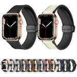 สายรัดนาฬิกาหนังซิลิโคนพับได้แม่เหล็ก สำหรับ Apple Watch Series 8&7 41mm