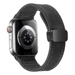 สายรัดนาฬิกาหนังซิลิโคนพับแม่เหล็ก สำหรับ Apple Watch Ultra 49 มม. / Series 8&7 45 มม. / SE 2&6&SE&5&4 44 มม. / 3&2&1 42 มม. สำหรับ Apple Watch Ultra 49 มม.