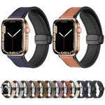 สายรัดนาฬิกาหนังซิลิโคนพับแม่เหล็ก สำหรับ Apple Watch Ultra 49 มม. / Series 8&7 45 มม. / SE 2&6&SE&5&4 44 มม. / 3&2&1 42 มม. สำหรับ Apple Watch Ultra 49 มม.