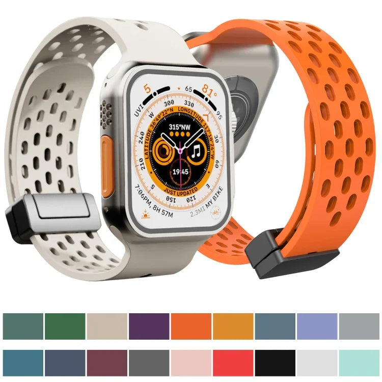 สายรัดนาฬิกาซิลิโคนหัวล็อกแม่เหล็ก สำหรับ Apple Watch Series 8&7 41mm, สำหรับ Apple Watch Series 8&7 45mm